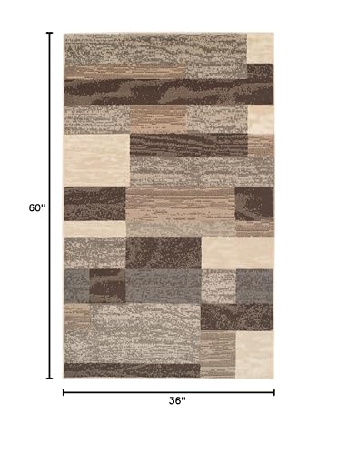 Superior Indoor Area Rug, Jute Backed, Modern Geometric Patchwork Floor Decor for Bedroom, Office, Living Room, Entryway, Hardwood Floors, Rockwood Collection, 3' x 5', Slate - color: Slate, size: 3 ft x 5 ft