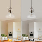 WILON Pendant Lights Kitchen Island Lighting, 11" Rust-Coloured Farmhouse Hanging Light Fixture, Kitchen Pendant Lighting Over Island Clear Glass Shade for Dining Hallway Entryway Bar - color: Rust-Colo