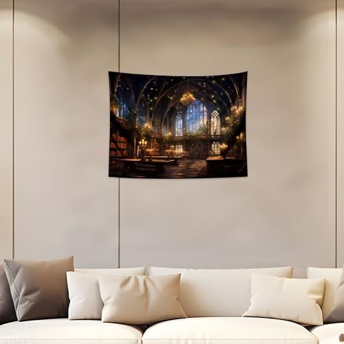 QGHOT Fantasy Library Tapestry Wall Hanging Magic School Bookshelf Backdrop Fairy Tale Library Tapestries for Teens Bedroom Living Room Dorm Decor 39.4" x 31.5" - color: C, size: 31.5"L x 39.4"W