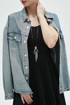 Leather Necklace for Women Long Boho Pendant Hippie Choker Necklace Bohemian Layered Leather Rope Wooden Jewelry Gifts - style: Chunky Circle Necklace