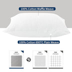 Zaizaihome Waffle Weave Pillowcases Queen Size 2 Pack, 100% Egyptian Cotton 600 Thread Count, Ultra Soft Pillow Shams with Envelope Closure, Breathable Skin-Friendly Pillow Case, White, 20x30 Inches - color: White, size: 30" x 20" (Pack of 2)
