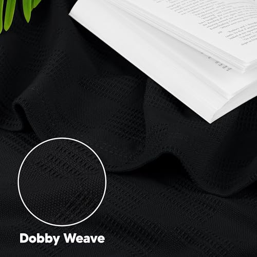 Utopia Bedding 100% Cotton Thermal Blanket Black Queen Size Soft, Lightweight, Breathable, Cozy Spring and Summer Blankets for Bed, Home Decor Gifts for Women and Men (90x90 Inches) - color: Black, size: Queen