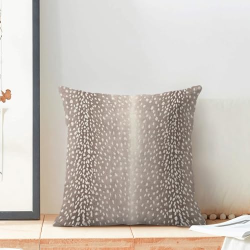 Antelope Print Pillow Covers 18x18 Inches Pack of 2,Brown Animal Skin Print Throw Pillow Covers Boho Modern Abstract Decorative Pillowcase Farmhouse Cushion Cover for Home Sofa Outdoor Decor - color: Antelope Print-brown, size: 18" x 18" (Pack of 2)