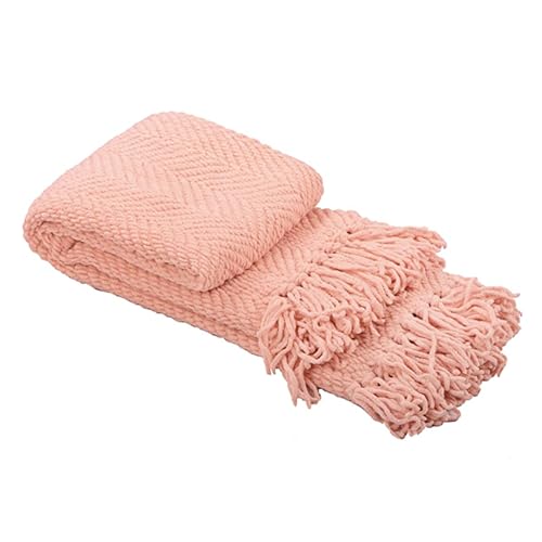 Home Soft Things Pink Throw Blanket Knitted Tweed Throw 50'' x 60'', Peach Melba, Super Soft Cozy Warm Comfortable Breathable Throw for Living Room Chair Couch Bed Sofa Bedroom Home Décor - color: Peach Melba, size: 50 in x 60 in