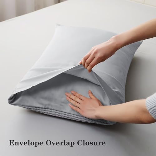 Shunjie.Home 100% Cotton Waffle Weave Pillow Shams Set of 2, 600TC Solid Reverse Side, Envelope Closure, Skin-Friendly & Durable Decorative Pillow Covers for Bed, Gray, Queen Size 20"x30" - color: Gray, size: 30" x 20" (Pack of 2)