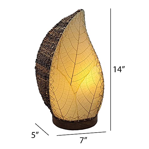 Eangee Home Design Leaflet Table Lamp Natural Shade Made of Real Cocoa Leaves 5 Inches Length x 7 Inches Width x 14 Inches Height (647 t n) - color: Natural