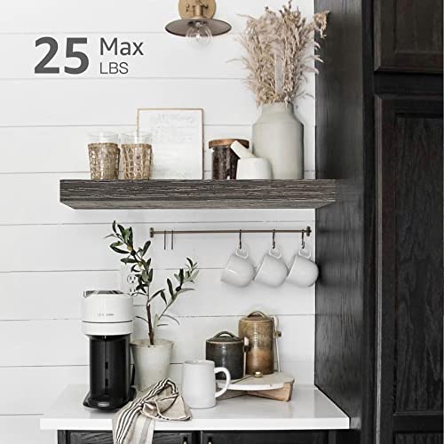QEEIG Bathroom Floating Shelves for Wall - 15.7" Wall Mounted Shelf Over Toilet Farmhouse Home Decor Display Bookshelf Small 15.7 x 6.7 inch Set of 2, Grey (008-40GY) - color: D. Grey, size: 15.7"