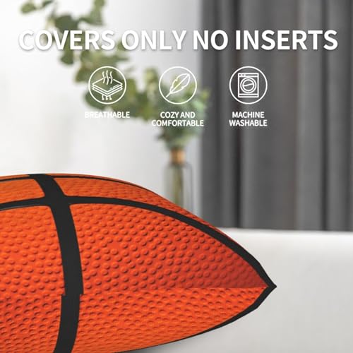 Basketball Throw Pillow Covers 18 X 18 Inch Set of 2 Pillow Cases Decoration Cushion Cover for Sofa Bedroom Living Room Outdoor - color: Basketball