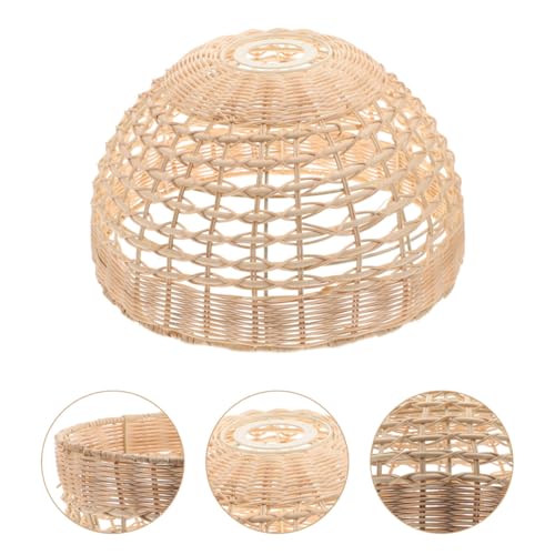 11" x 6.3" Natural Rattan Pendant Lamp Shade, Hand-Woven Wicker Replacement Lampshade with 1.61" Fitter for E26/E27 Base, Boho Coastal Hanging Light Cover for Kitchen Island, Dining Room, and Nursery