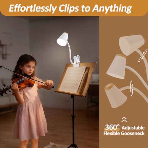EJIAXIN Clip on Desk Lamp for Home Office - Small LED Touch Dimmable Reading Light for College Dorm Room - Adjustable Flexible Gooseneck Clamp Light Table Lamp for Bedside Bedroom Bed Headboard White - color: Cool White
