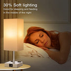 aooshine Set of 2 Touch Nightstand Lamp with USB-C+A Charge Ports& AC Outlets, 3-Way Dimmable Bedside Lamp with White Fabric Shade,Small Table Lamp for Bedroom Guest Room(Bulb Included) - color: White-Silver