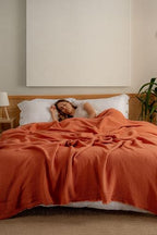 Muslin Blanket - Pure 100% Turkish Cotton Airy Soft Light Versatile Gauze Throw Blanket for Bed, Couch, Sofa (Brick, Twin XL Size (71" x 95" inch)) - color: Brick, size: Twin XL Size ( 71" x 95" inch )