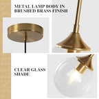 KCO Lighting Clear Globe Pendant Lights Kitchen Island Bubble Glass Pendant Lighting Gold Hanging Light Fixture Mid Century Modern Hanging Lamp for Living Room Dining Room - color: Clear