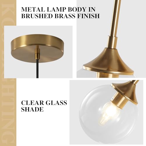 KCO Lighting Clear Globe Pendant Lights Kitchen Island Bubble Glass Pendant Lighting Gold Hanging Light Fixture Mid Century Modern Hanging Lamp for Living Room Dining Room - color: Clear