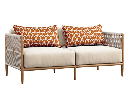 Indoor/Outdoor Polyester Fabric Lumbar Pillow Cover, All-Weather Waterproof Rectangular Cushion Case for Patio Furniture, 12 x 18 Set of 2 - Heart-25 - color: Orange2, size: 18" x 12" (Pack of 2)