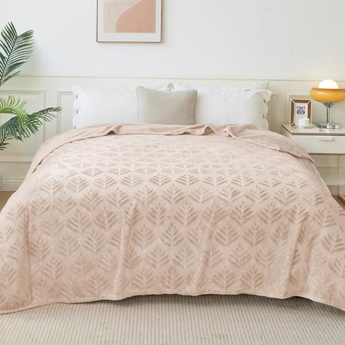 Exclusivo Mezcla Fleece Throw Blanket for Couch, Super Soft and Cozy Blankets All Season Use, Leaves Pattern, Plush Fuzzy Lightweight, Camel, 50x60 Inch - color: Camel, size: Throw(50"x60")