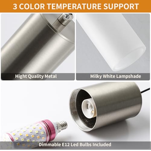 Modern Pendant Lights Kitchen Island 3 Pack LED Pendant Lighting Brushed Nickel with Milky White Lampshade Adjustable Hanging Ceiling Light for Dining Room Bath Entryway, 3000K-6000K - color: Brushed Nickel, size: 1-Light 3-Pack