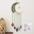 Green Agate Dream Catchers with Crystal Tree of Life Gemstone Dream Catchers Natural Gem Agate Wall Hangings Room Dreamcatchers Decor (Green) - color: Green