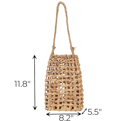 Hiceeden Woven Front Door Basket, Water Hyacinth Hanging Wall Flower Basket, Wall Decor Boho Decoration Veggies Storage Basket for Home, Pantry, Garden, Farmhouse - style: Bohemian