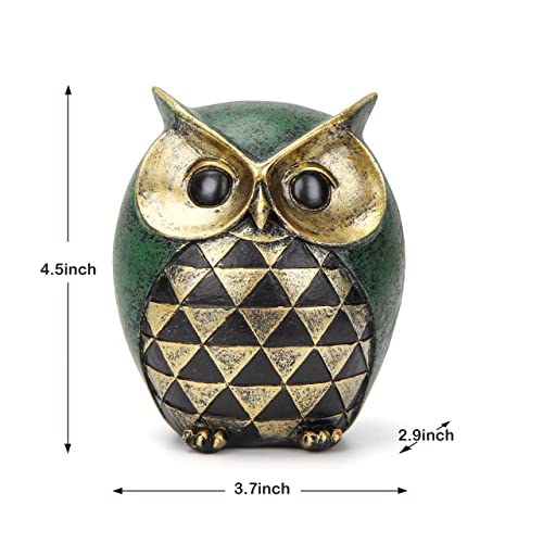 Leekung Owl Statue for Home Decor Accents,Owl Decor for Modern Bathroom Bookshelf Bedroom Mantle Living Room Home Office TV Stand Shelf Boho Decorations,Retro Decor Small Bird Items Gift for Women - color: Green