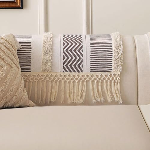 VClife Dog Boho Couch Cover, Washable Furniture Protector, 35.4 x 35.4 in | Tufted Tassel Sofa Cover, Non Slip Woven Geometric Sofa Slipcover, Multi-Size Universal Throw Cover For Couch, Pet Friendly - color: 02# Brown Chevron, size: 35.4" x 35.4"