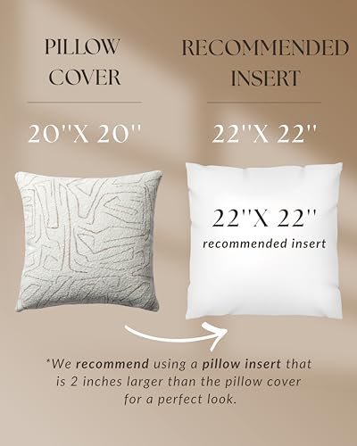 Throw Pillow Covers, Pack of 1 Woven Jacquard Cushion Covers for Sofas, Couches, Bed, Boho Home Decor, Cozy Soft and Comfortable Pillow Cases 20x20 Inch, Amorf, Beige - color: Beige, size: 20" x 20" (Pack of 1)