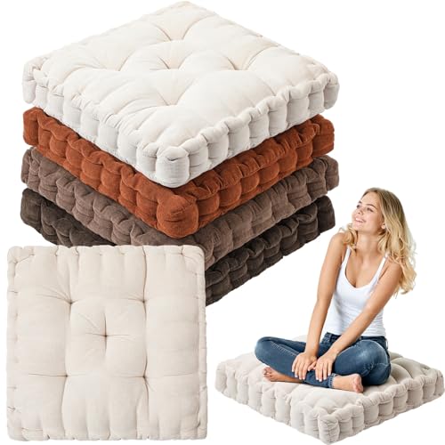 Jerify Floor Pillow Cushions Large Round Square Large Meditation Floor Pillow for Classroom Adult Meditation Picnic Party Seating Learning Daycare School(Square,Mixed Colors,4 Pcs) - color: Mixed Colors, size: Square 20 x 20