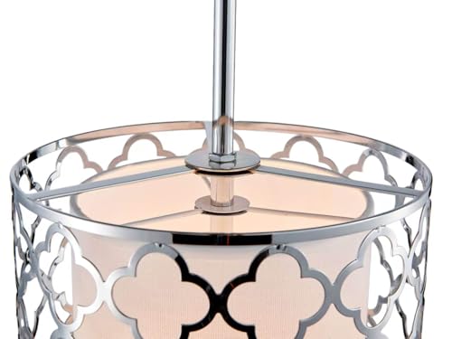 Shrine Lighting Drum Light Fixtures, Perfect Drum Pendant Light for Dining Room, Kitchen, D7'' x H9'', Adjustable Rob 11.8''~23.6'', E26*1 Sockets, Beige Linen Fabric Lampshade & Silver Mesh Cover - color: Silver&Pendant D7''