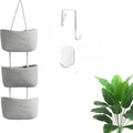 Gray 3-Tier Woven Cotton Rope Hanging Basket, Over the Door Organizer, Adjustable Detachable Wall Basket with Metal & Adhesive Hooks, No Drilling for Apartment, Rental, Dorm & Small Space - style: Grey