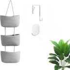 Gray 3-Tier Woven Cotton Rope Hanging Basket, Over the Door Organizer, Adjustable Detachable Wall Basket with Metal & Adhesive Hooks, No Drilling for Apartment, Rental, Dorm & Small Space - style: Grey