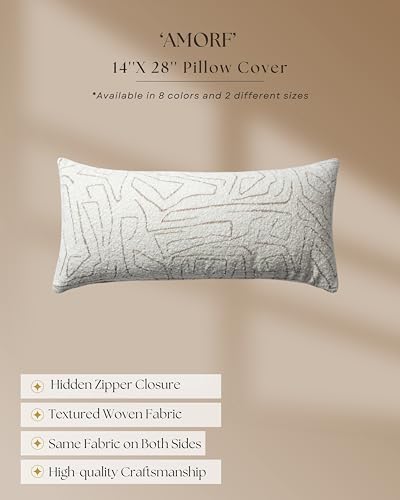 Throw Pillow Covers, Pack of 1 Woven Jacquard Cushion Covers for Sofas, Couches, Bed, Boho Home Decor, Cozy Soft and Comfortable Pillow Cases Bed, Amorf, Beige 14x28 Inch - color: Beige, size: 28" x 14" (Pack of 1)