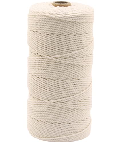 Cotton Macrame Cord 2mm 220yards Natural Colored Macrame Supplies, Soft Craft Cotton Rope for Plant Hanger Wall Hanger Dreamcatcher (Beige) - color: Beige, size: 2mmx220Yards