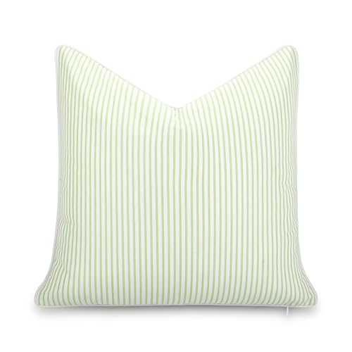 Hofdeco Premium Coastal Hampton Outdoor Performance Throw Pillow Cover Only, 22"x22" Water Repellent, UV and Fade Resistant for Backyard, Couch, Poolside, Grass Green Woven Coastline Stripes - color: Grass Green Coastline Stripes 22"x22"