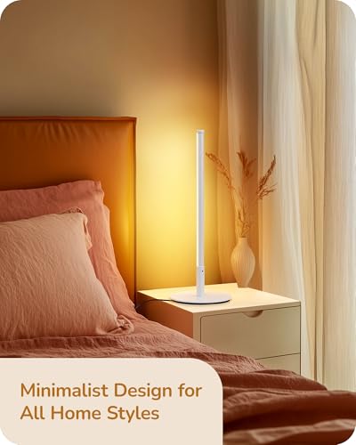 EDISHINE LED Table Lamp, Dimmable Bedside Lamp, 3 Color Temperature, Power Cord Touch Switch Desk Lamp, Upgraded Minimal Nightstand Lamp for Bedroom, Living Room, Gift, Metal Finish, Eye Caring, White - color: White