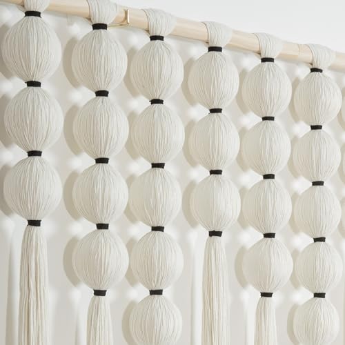 RUIZHIXUAN Large Macrame Wall Hanging Macrame Ball Wall Hangings Tapestry Cotton Textile Boho Wall Decor Art Bohemian headboard Handwoven 39" Wx38” L(Cream) - color: Cream