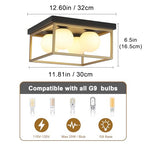 Flush Mount Ceiling Light, 12.6” Close to Ceiling Light Fixtures with Globe Glass Shade, 4-Light Black and Gold Light Fixture for Living Room Dining Room Bedroom Kitchen Hallway Entryway - color: Black and Gold