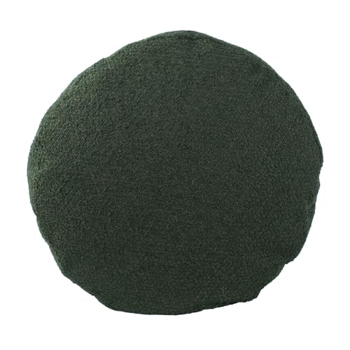 Howard Elliott Collection Barbet Round Foot Pouf Ottoman with Removable Zipper Cover, Woven Polyester Fabric Filled with Fiber and EPS Beads for Footrest or Extra Seating, 22x22x15 Inch, Forest - color: Green