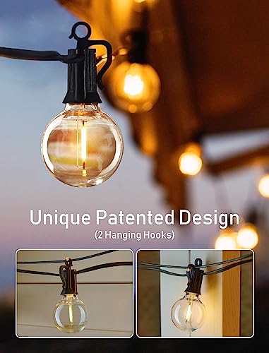 Brightown (2 Pack Outdoor String Lights - Globe Patio Lights 35 Ft with 30 G40 Shatterproof Bulbs, Waterproof Connectable Commercial Hanging Light for Backyard Bistro Porch Cafe Deck - color: Black, size: 35FT 2PC