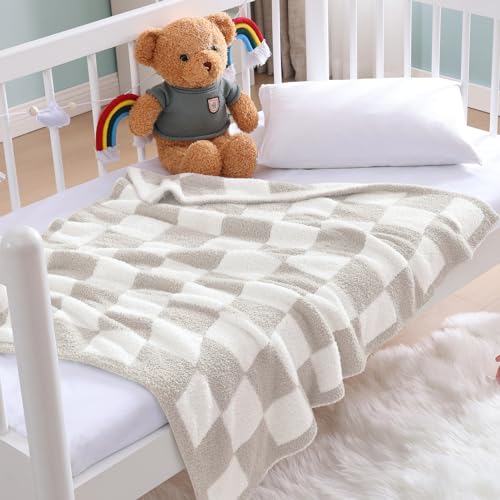 WRENSONGE Checkered Throw Blanket, Taupe Soft Cozy Fluffy Warm Hand Made Throw Blankets for Couch, Sofa, Chair, Bed, Camping, Picnic, Travel Lightweight Bed Blanket - 30"*40" - color: Art Taupe, size: Small(30''x40'')