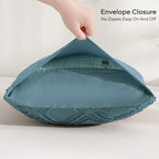 JELLYMONI Pillowcases Standard Size Grayish Blue 2 Pack Boho Plaid Bed Pillow Covers 20x26in Polyester Envelope Pillow Shams Tufted Bohemian Textured (Pillows are not Included) - color: 05 - Grayish Blue - Grid, size: 26" x 20" (Pack of 2)