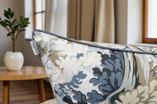 VAGMINE Vintage Botanical 20x20 Inch Throw Pillow Cover - Slate Blue Cream Tree Foliage Print on Textured Polyester - Cushion Case for Couch Sofa - Forest Tapestry - color: Forest Tapestry, size: 20" x 20" (Pack of 1)