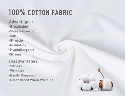 Sunflower Body Pillowcase 100% Cotton Long Pillow Cover/Case Envelope Closure 1 Pack, 20×54 inches White, Soft and Breathable - color: Bright White, size: Body (20"x54")