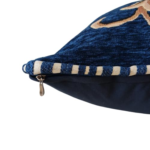 Set of 2 Blue Vintage Floral Throw Pillow Covers, Chenille Victorian Embroidered Cushion Covers for Sofa Couch, 18x18 Inch Square Decorative Pillowcases for Living Room,Bedrom - color: Blue
