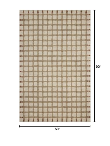 Loloi Magnolia Home by Joanna Gaines Waylon Collection WAY-02 Natural/Rust 5'-0" x 7'-6" Area Rug - color: Natural / Rust, size: 5' x 7'6" (Rectangular)