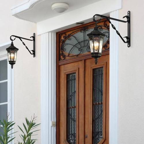 AMAGABELI GARDEN & HOME 2 Pack 10 inch Hanging Bracket Plant Bracket Plant Hanger Outdoor Hangers Flower Bird Feeder Plant Hooks Hangers Lanterns Garden for Indoor Wall Screw Mount Black BG1571 - size: 10 Inch, style: 2-Pack Twist Hook 2