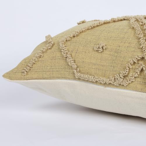 Boho Geometric Textured Lumbar Pillow Cover 12x 20, Woven Tufted Neutral Decorative Linen Pillow Cushion Case, Farmhouse Home Decor for Outdoor Couch Bedroom Car Sage Green - color: Olive