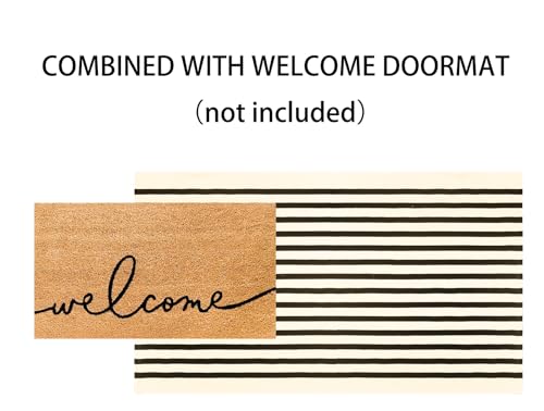 Black and Beige Outdoor Rug 3'x5',Machine Washable Striped Porch Rug Cotton Woven Farmhouse Front Door Mats for Porch/Entryway/Home Entrance Decor/Bedroom/Laundry Room/Patio/Front Door - color: Beige Black, size: 3' x 5' (Rectangular)