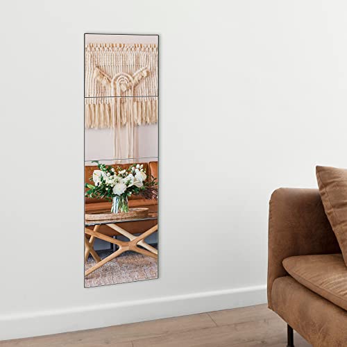 Ruomeng Full Length Mirror Tiles - 14" x 12" x 4Pcs Gym Mirror Frameless Wall Mirror for Home Gym, Door, Bedroom, Living Room - size: 14"x12"-4pcs