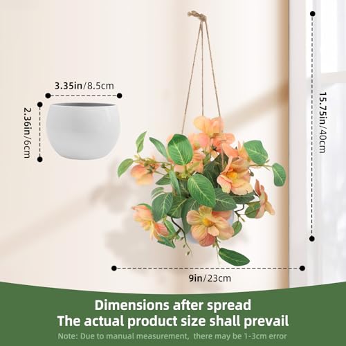 Artificial Hanging Flowers Faux Daisy Bonsai Fake Plants Basket Table Centerpieces for Wedding Office Porch Balcony Home Decor - Orange - color: Orange