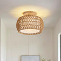 Rattan Ceiling Light Fixture，3 Style Options Boho Flush Mount Ceiling Lights, Hand-Woven Rattan Chandelier,Mini Bohemian Wicker Light Fixtures, Farmhouse Light Fixture for Bedroom Hallway Entryway - color: Light Brown